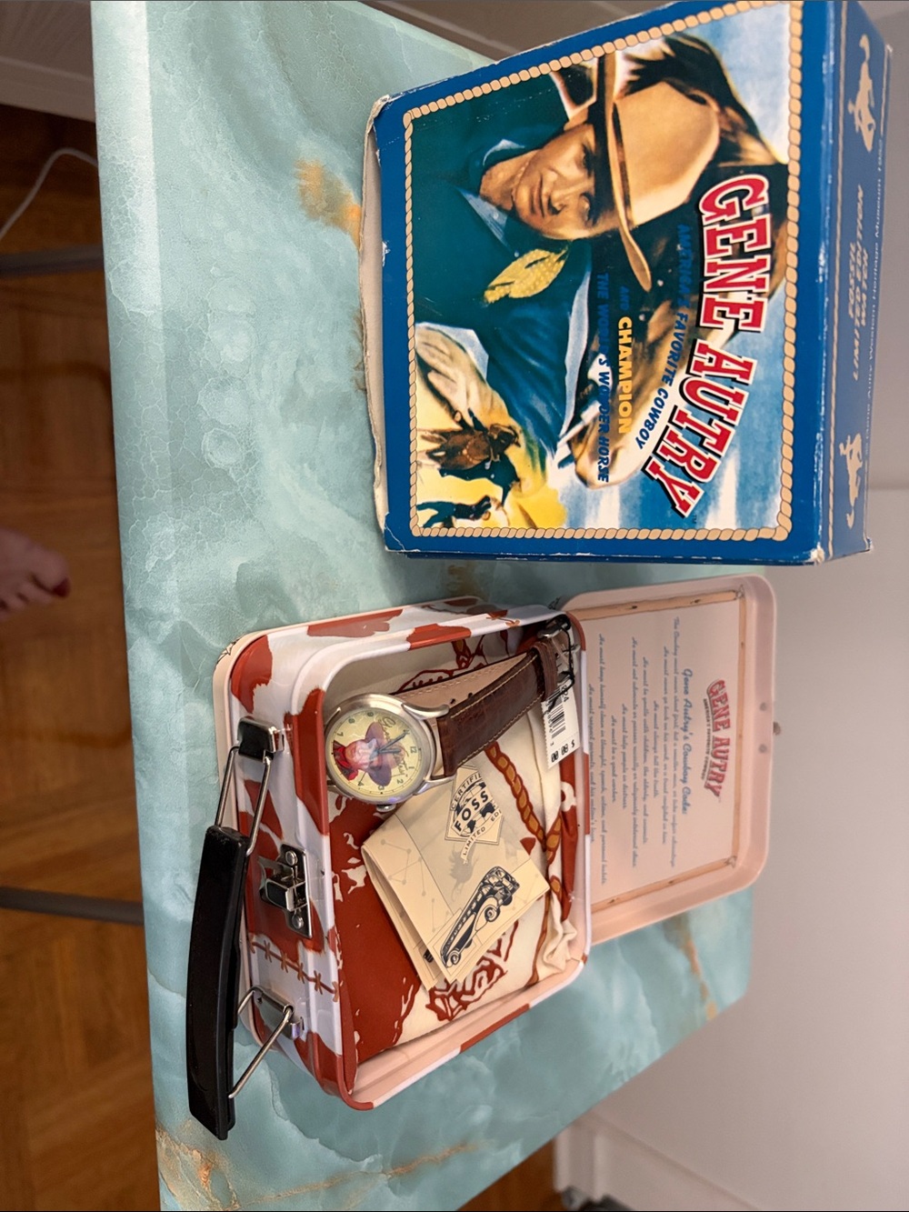 Tin Lunchbox with Brown Watch - Collectible Home Games Accessory